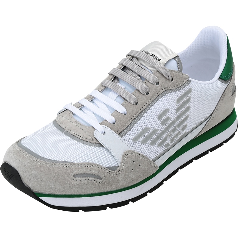 EMPORIO ARMANI 阿玛尼 男士 织物配皮网眼系带休闲运动鞋X4X537 XM678