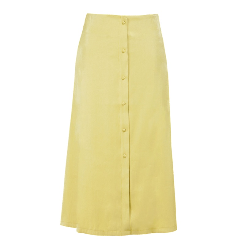 晚白 新款时尚百搭高腰修身显瘦A字裙纯色中长款半身裙女