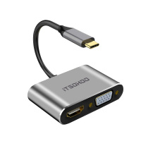 iTSOHOO 扩展坞Type-C适用苹果华为小米电脑手机投影仪连接器 USB-C转HDMI/VGA高清视频HUB转换器