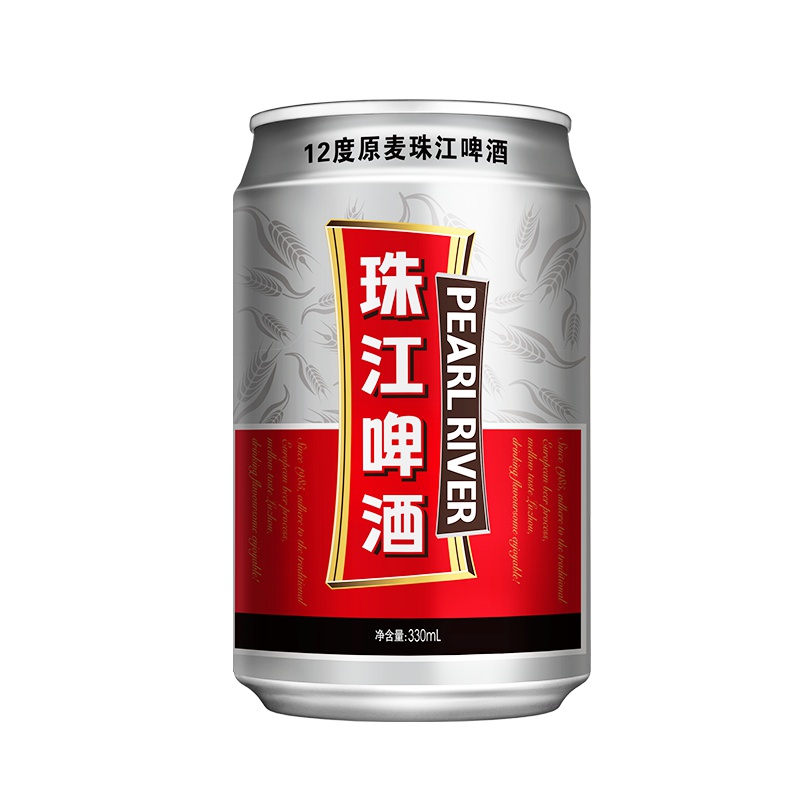 12度原麦珠江啤酒330ml*24罐