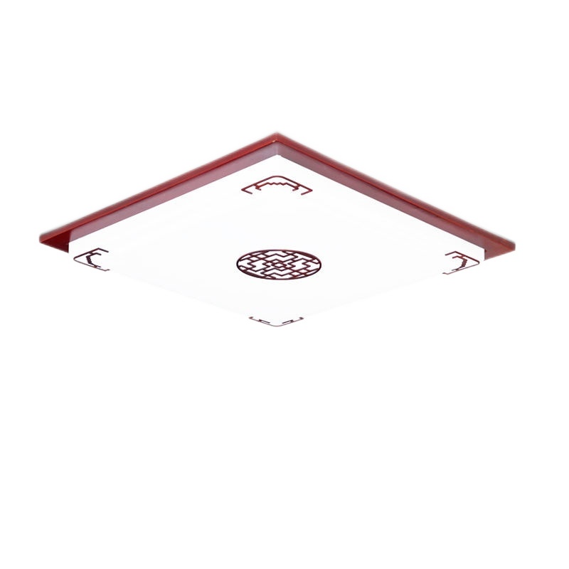 新中式原木led吸顶灯 中国风走廊客厅卧室餐厅仿古方形超薄实木灯