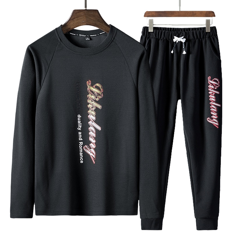 稻草人(Mexican)春秋季T恤男士青少年潮流风格显年轻舒适面料休闲两件套装