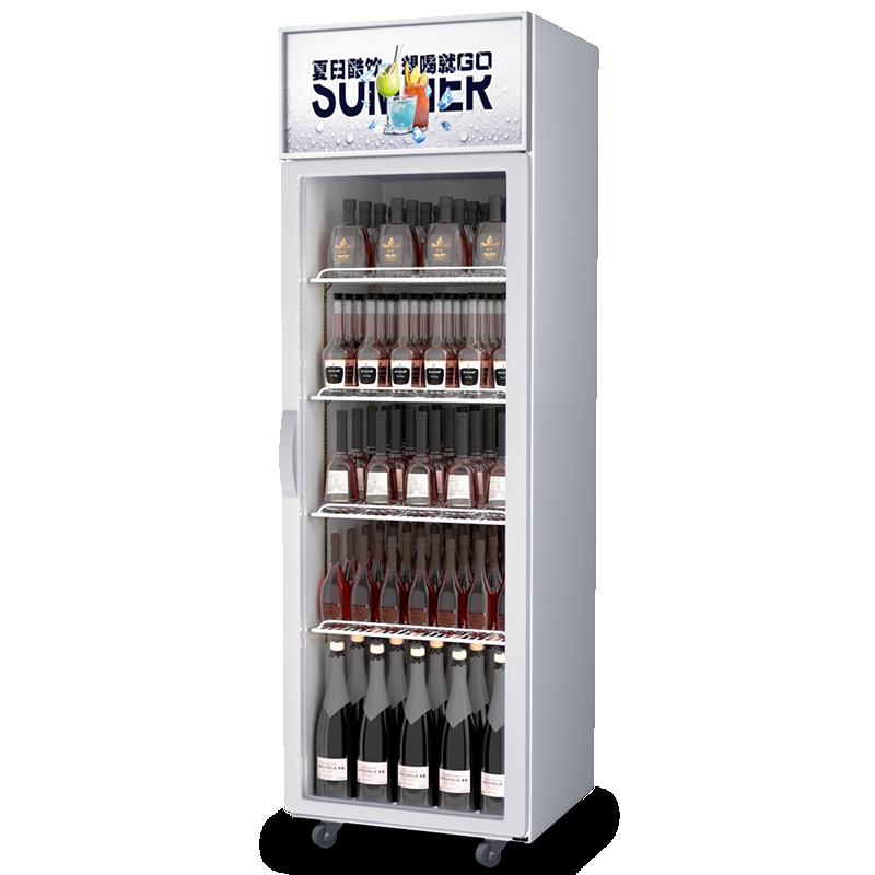 乐创(lecon) 展示柜冷藏饮料柜商用冰箱保鲜柜便利店超市冰柜啤酒冷饮柜 单门-星光银-上机组-风冷