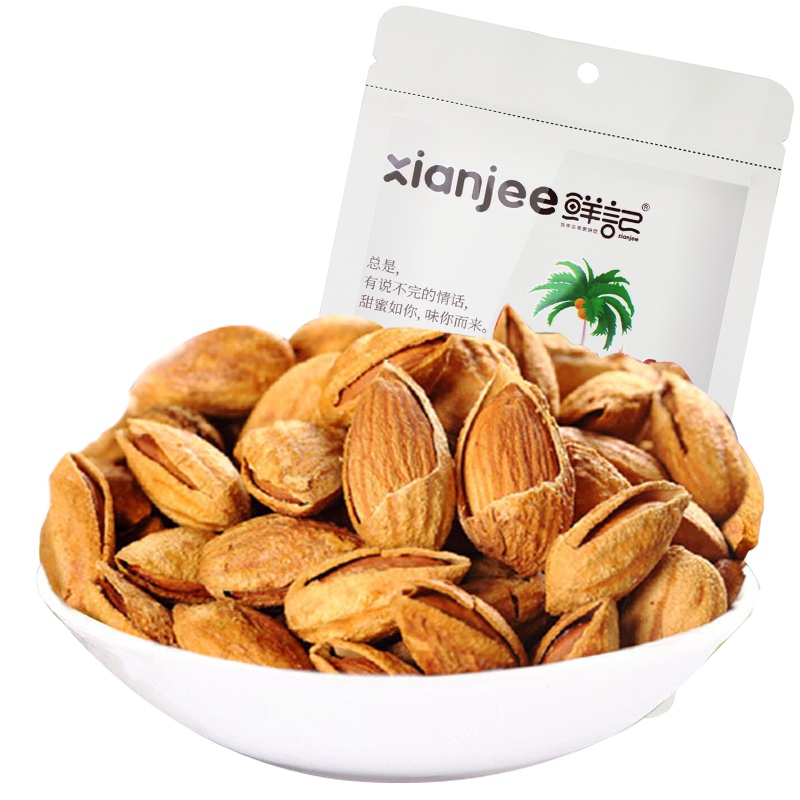 鲜记巴旦木108g/袋开口坚果手剥薄壳纸皮扁桃仁每日坚果零食干果