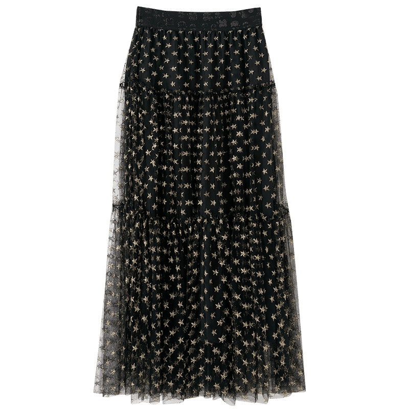 晚白2020秋冬新品时尚减龄通勤百搭松紧高腰A字长裙半裙半身裙女