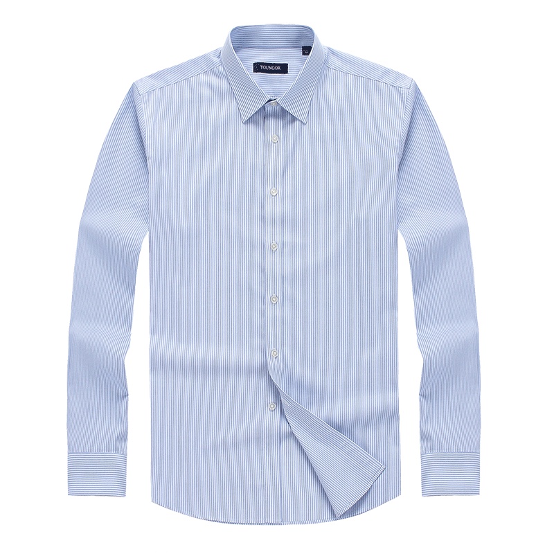 Youngor/雅戈尔秋季新品男士商务正装蓝色DP免烫长袖衬衫376HJA