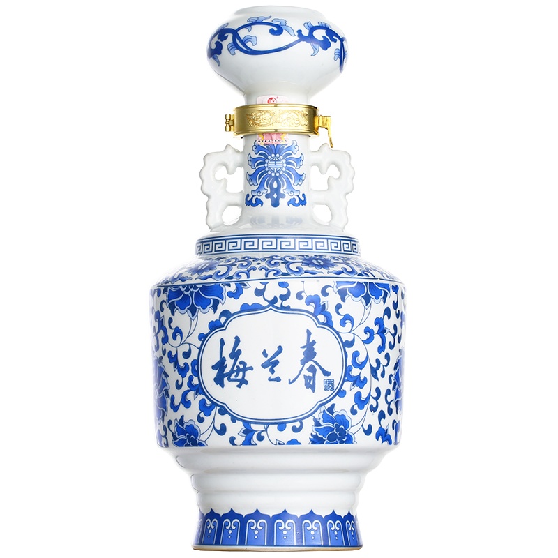 梅兰春 金系列46度双耳青花瓷 1500ml 单瓶装 芝麻香型 白酒 25年陈酿 中华老字号[新旧包装随机发]