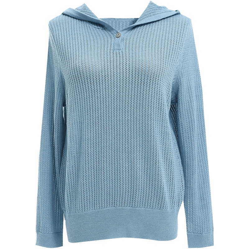 欧昵雪休闲连帽套头显瘦针织衫卫衣女长袖宽松毛衣