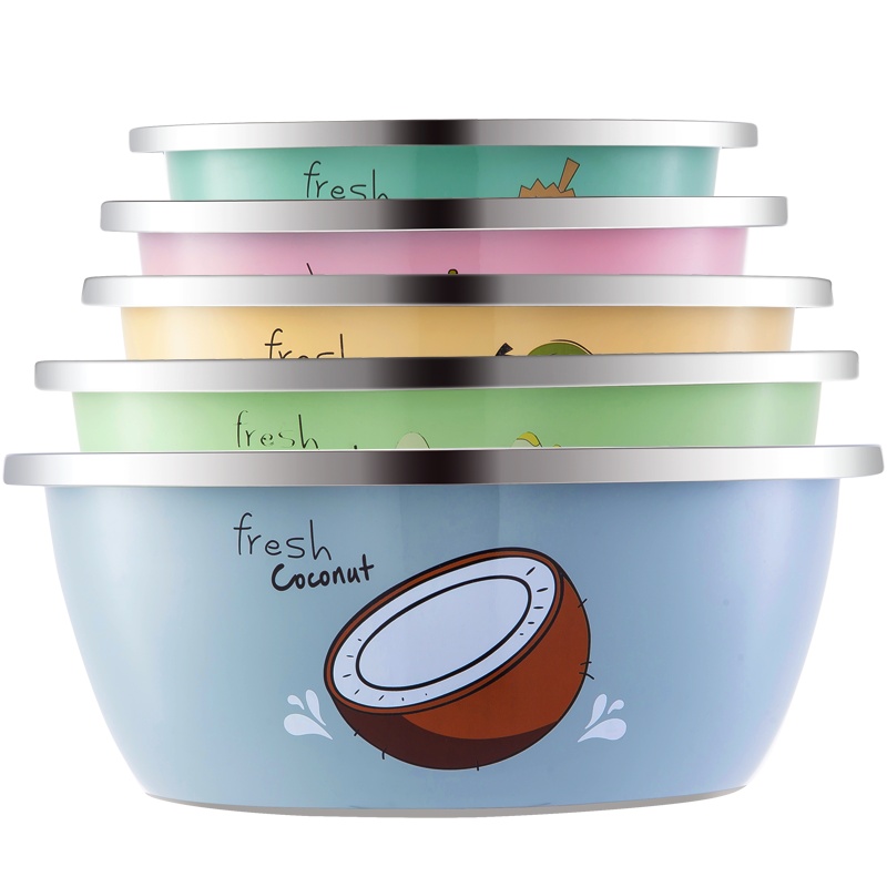 美厨(maxcook)卡通不锈钢盆 加大加厚调料盆洗菜盆和面盆味斗套装五件套 MCWA071