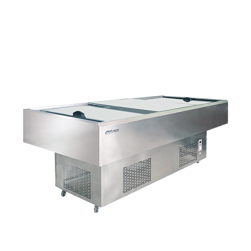 华美(Huamei)2.5米商用卧式展示柜 海鲜市场菜场大容量卧式冰柜 超市冷柜岛柜海鲜岛柜-HD-2500SA