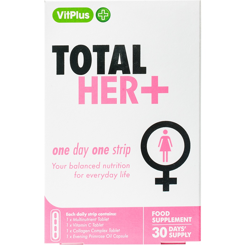 [年轻女士营养条]英国VitPlus+女士每日营养条 月见草胶囊+胶原蛋白+维C+多维片 30条/盒