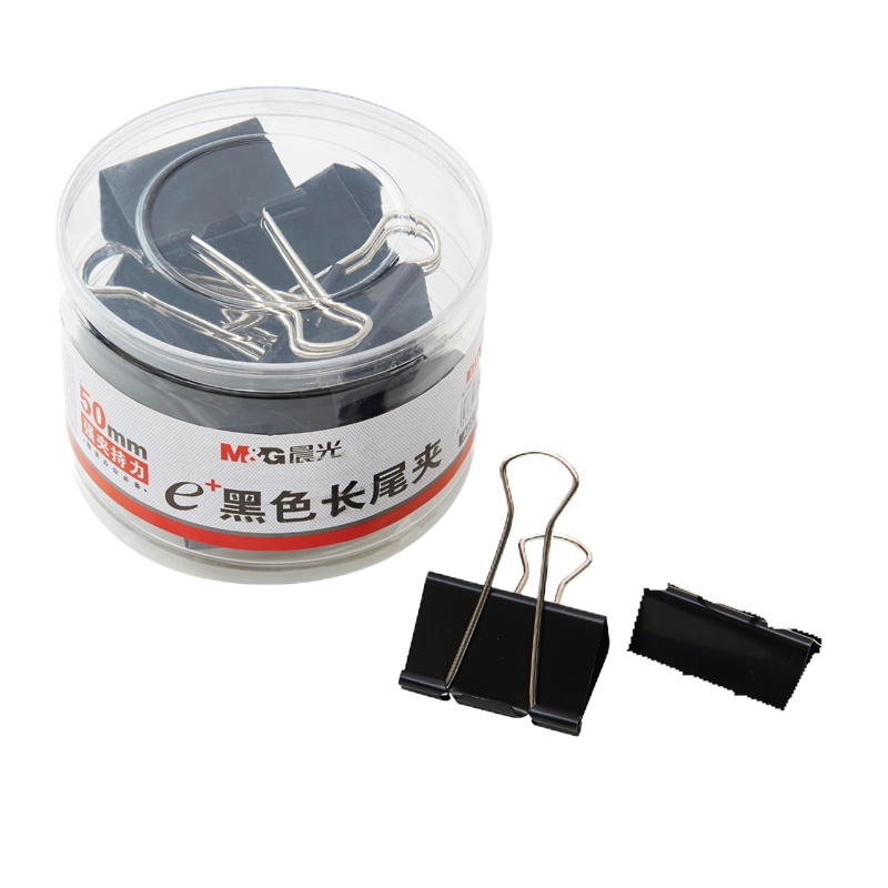 晨光(M&G)Eplus黑色长尾夹50mm(盒装)ABS92726 5盒装