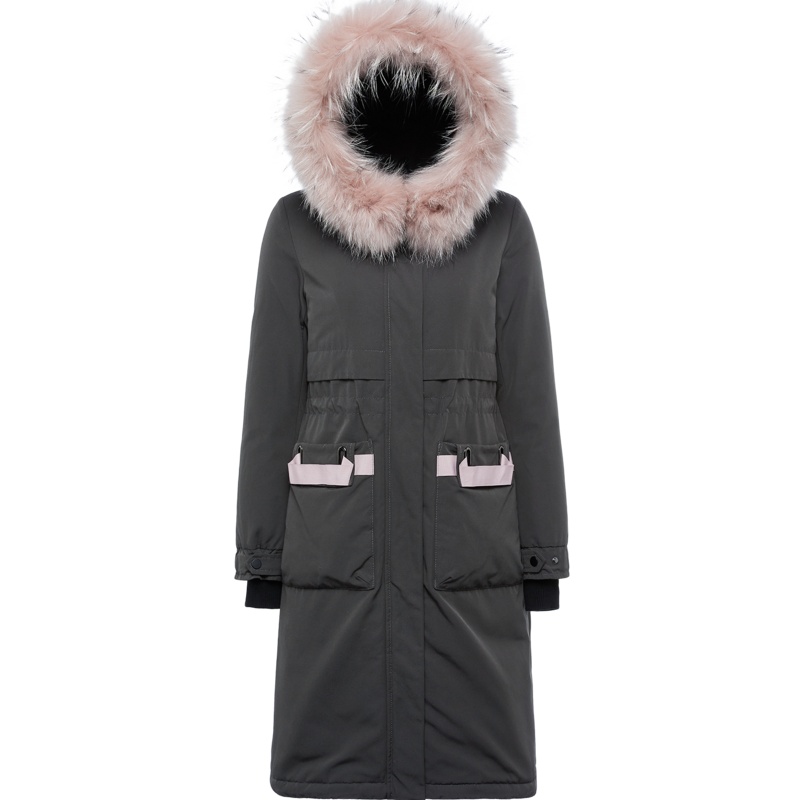 波司登2018新款大毛领中长款修身连帽厚款羽绒服女潮