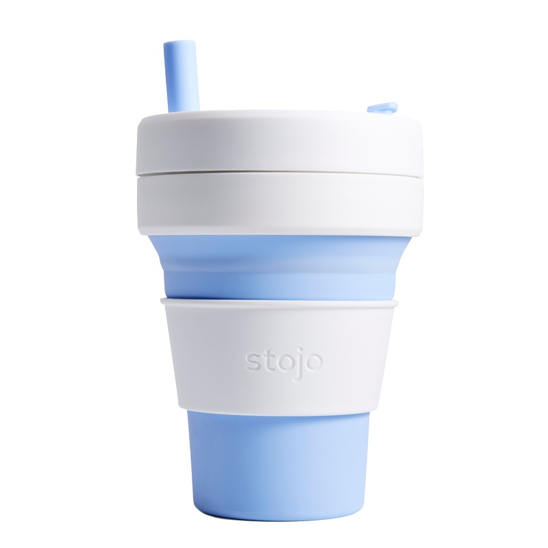 STOJO便携旅行随行杯折叠可压缩口袋杯咖啡杯户外环保水杯天空蓝