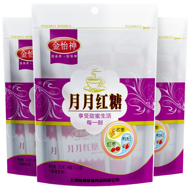 金怡神月月红糖姜茶老姜红枣枸杞红糖姜茶古法熬制老红糖小袋装200g*3
