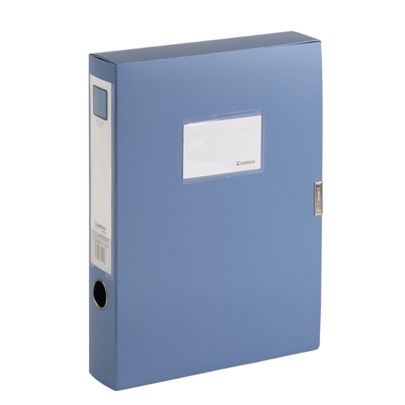 齐心(COMIX)A4档案盒文件盒人事资料盒收纳盒粘扣大容量加厚塑料蓝色55mm HC-55 6个装/组