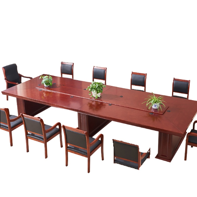 办公家具 会议长桌 大型商务贴皮会议台椭圆形油漆会议桌 4米*1.5米 胡桃色