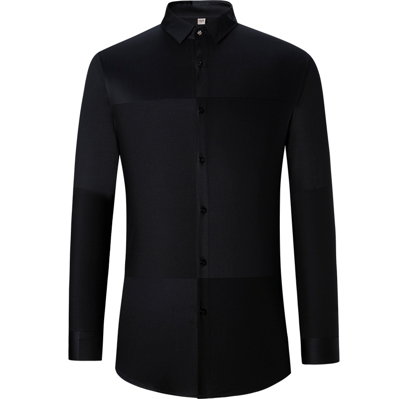 才子男装tries 长袖衬衫 男士2019年秋冬商务修身尖领纯色时尚休闲衬衫