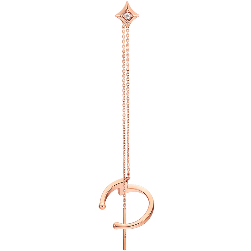 schl-Monologue独白18K玫瑰金镶钻单只耳线耳环女生日礼物_1