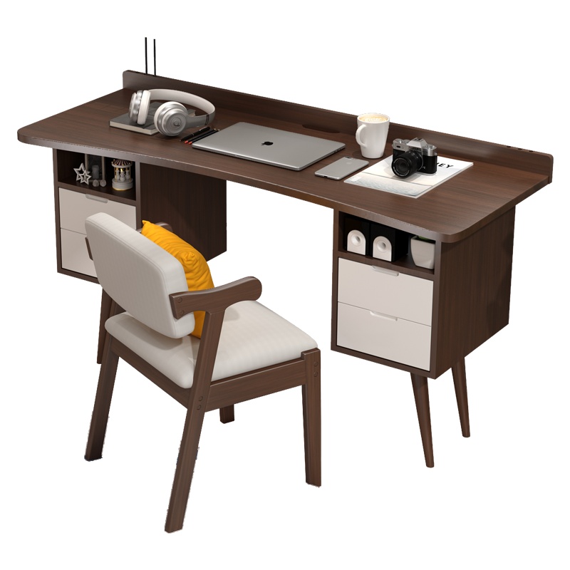 一米色彩 实木书桌 北欧网红电脑桌学生学习桌办公桌家用卧室小户型简约现代INS风带抽屉桌子