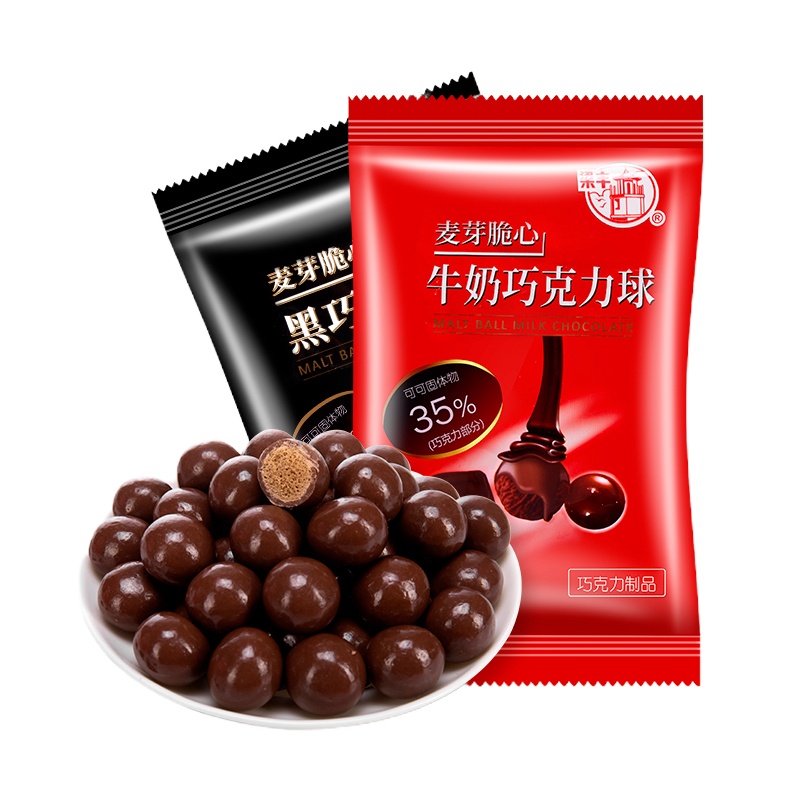 梁丰 麦芽脆心可可脂麦丽素黑巧克力38g*8包