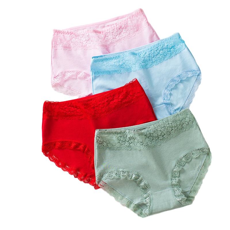 北极绒【4条装】纯棉内裤女性感无痕棉质女士内裤中腰透气三角裤头衩