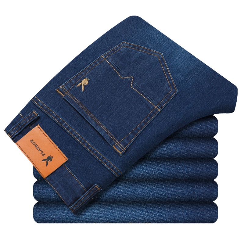 2021年秋冬新品男士牛仔裤宽松直筒弹力牛仔裤男商务长裤子男中青年高腰休闲牛仔裤男装长裤子LEEVIRHINO