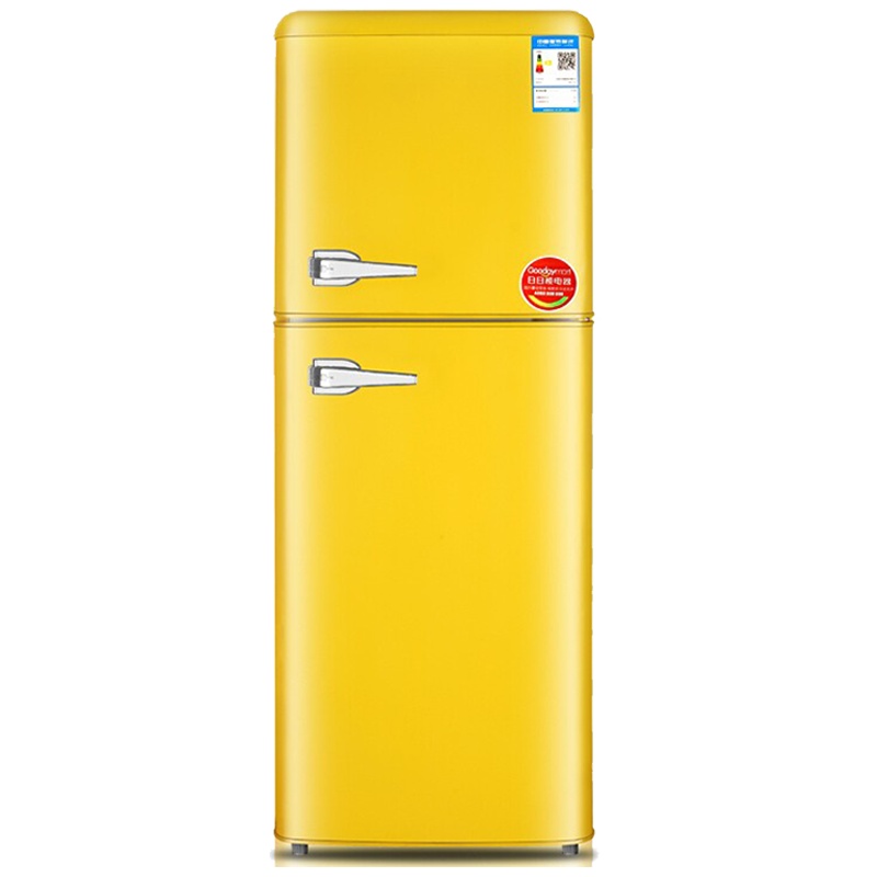 夏新(AMOI) BCD-116A156柠檬黄 116L 复古小型迷你冰箱家用办公室小型双门宿舍冷冻冷藏电冰箱