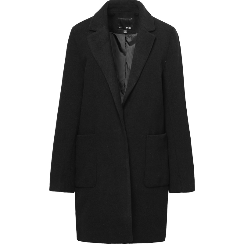 Semir森马毛呢外套女冬季女装中长款chic羊毛大衣直筒百搭显瘦翻领