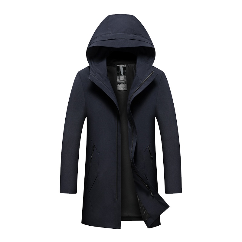 雅鹿男装新品商务休闲夹克中长款连帽男士风衣外套YL-18080685