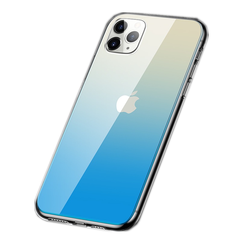 [送钢化膜两张]高铭宣苹果iphone11pro手机壳苹果xr潮牌高档钢化玻璃女苹果xsmax全包防摔渐变色玻璃手机套
