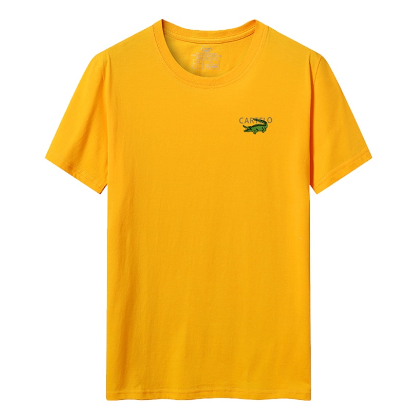 卡帝乐鳄鱼(100%棉) 夏季新款男士短袖T恤小鳄鱼印花圆领时尚百搭