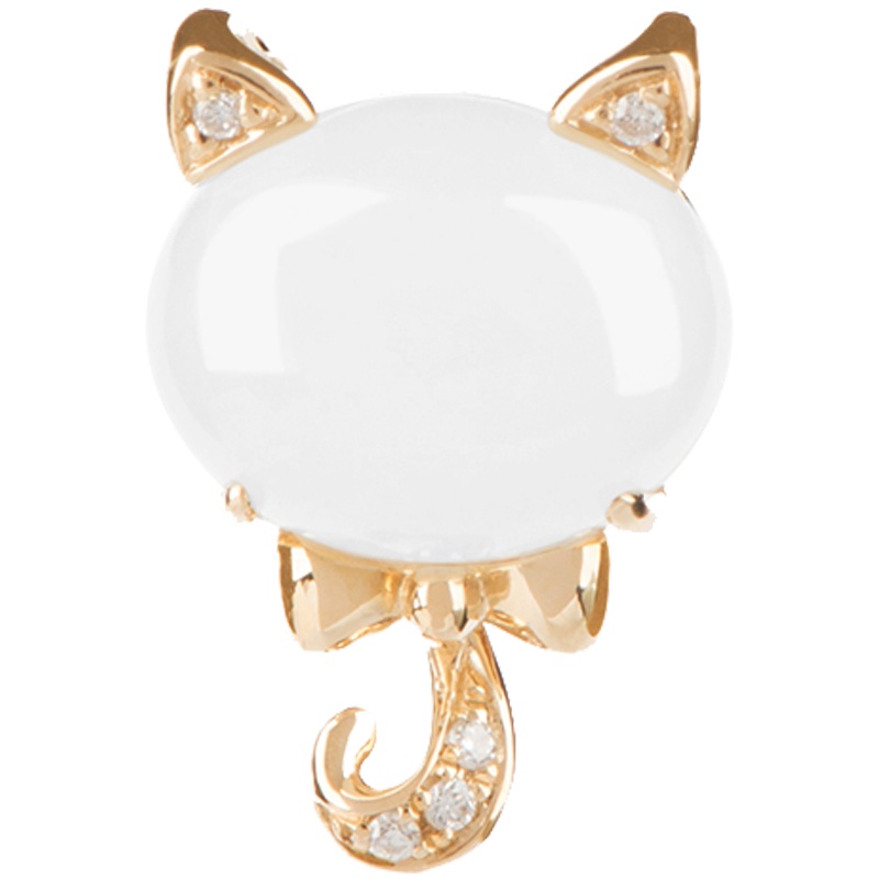 金一18K金动物-花小喵女士款和田玉吊坠赠银链(定价) KJDZ137