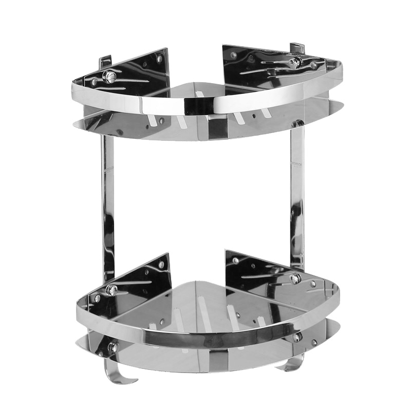 浴室角架卫生间304不锈钢置物架双层加厚三角架壁挂式洗手间单层墙角收纳架免打孔带挂钩