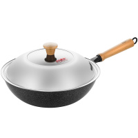 炊大皇(COOKER KING)陨铁士精铁炒锅32cm(带盖)老铁锅无涂层炒菜锅家用 燃气电磁炉通用 CG32YT