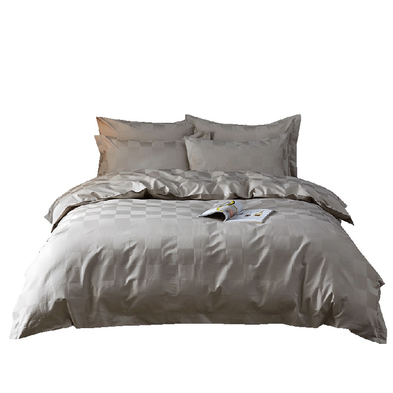 北极绒(Bejirog)家纺 全棉贡缎刺绣/绣花/贴布绣四件套简约纯色被套枕套1.5/1.8m床上用品