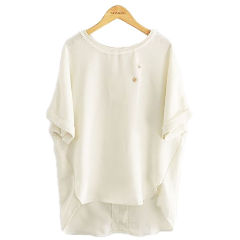 【福利款】拉夏贝尔ulifestyle衬衫女韩版简约纯色毛边流苏拼接宽松圆领衬衫