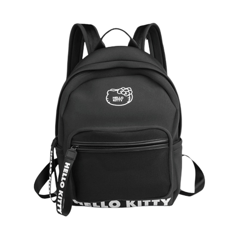 Hello Kitty凯蒂猫 Logo水印纯色双肩包 黑色