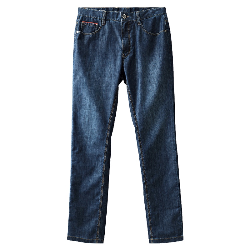 蒙蒂埃莫时尚简约长绒棉混纺潮流绣花常规版男士牛仔长裤