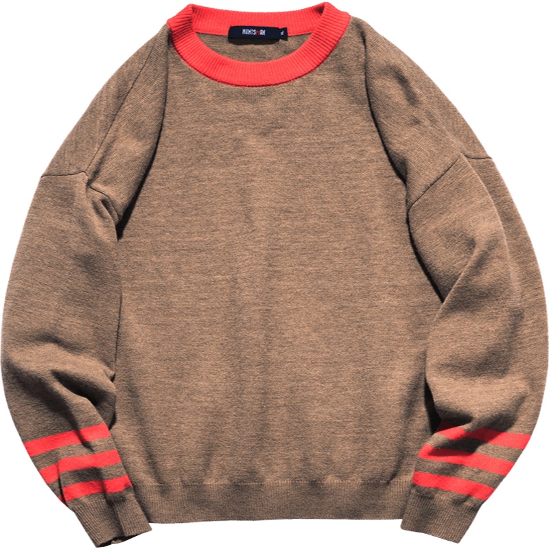 海德斯曼2018毛衣男圆领 套头秋款针织衫 简约条纹撞色毛衫55008