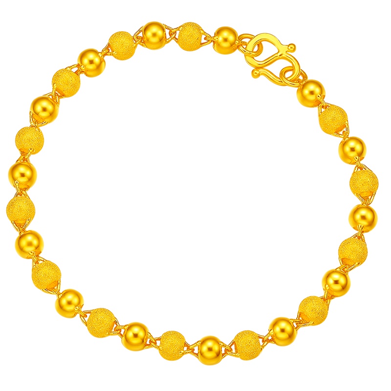 梦金园 黄金手链 足金999 珠恋一光一砂手链 计价 黄金饰品首饰 送女友 送家人