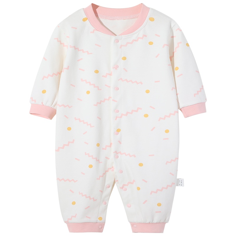 婴儿连体睡衣春秋款宝宝连体长袖纯棉男童保暖儿童家居哈衣