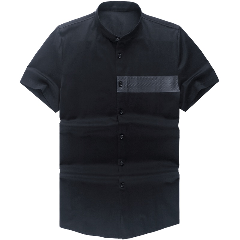 布先生短袖T恤 丝光棉立领衬衫式男t 休闲印花上衣夏装AT10160