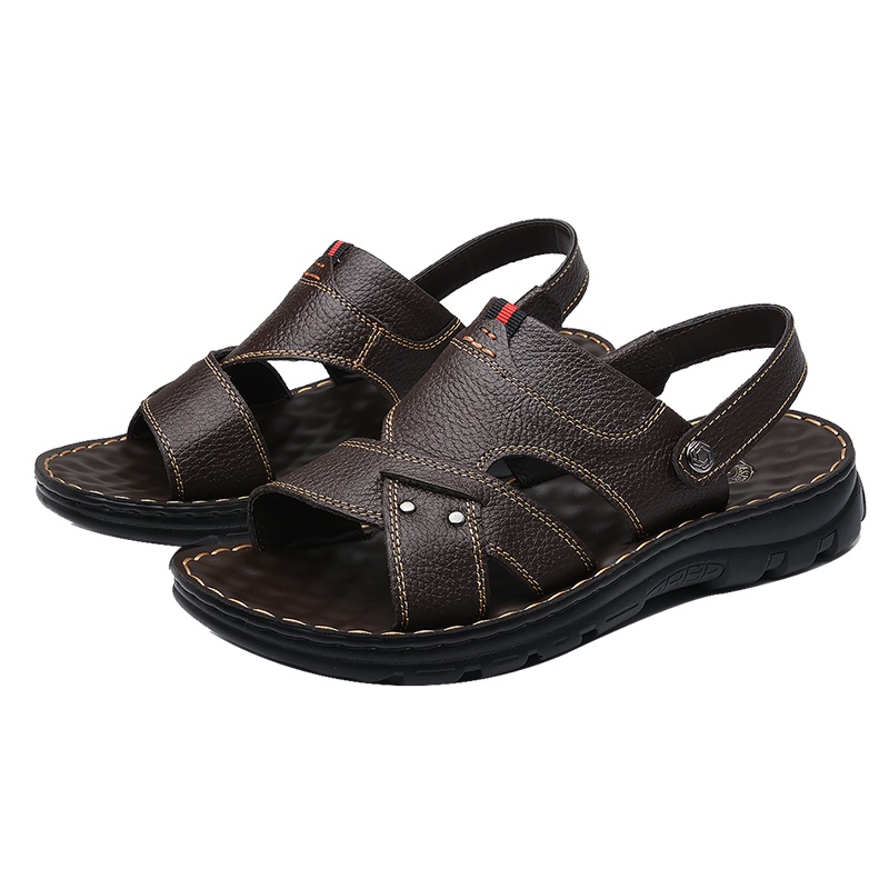 英伦时尚百搭潮流手缝线沙滩鞋凉鞋