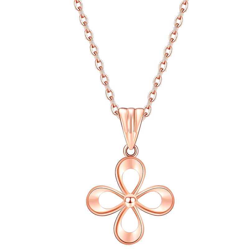 佐卡伊 幸运草 18K玫瑰金素金吊坠彩金锁骨吊坠