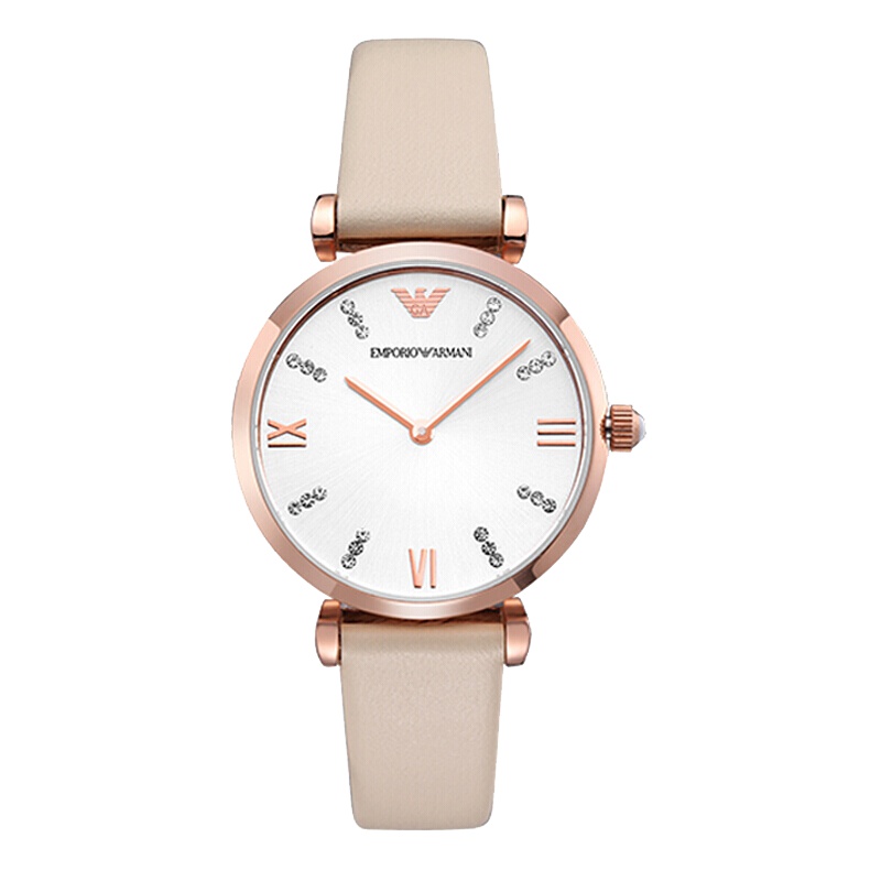 阿玛尼(EMPORIO ARMANI)手表 商务休闲简约时尚镶钻潮流女表 AR1927