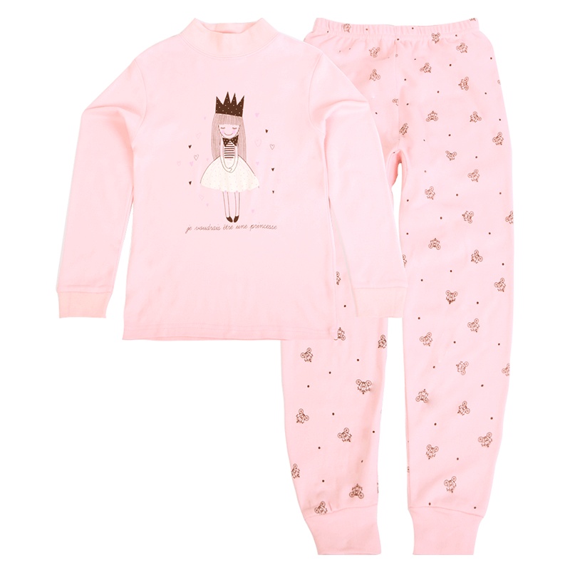 红豆儿童纯棉内衣套装女童中领套装舒适柔软秋衣秋裤套装