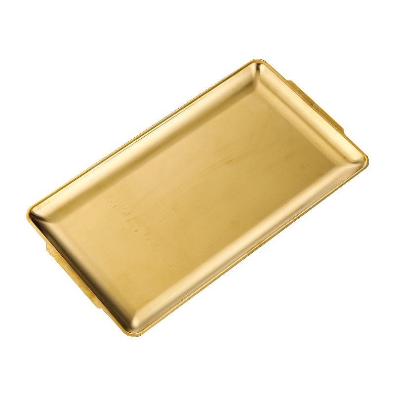 意黛斯(YIDAISI) 304不锈钢方盘韩式烤肉盘烧烤盘盘子长方形菜盘家用平底托盘小号长方盘(金色)[10个起售]