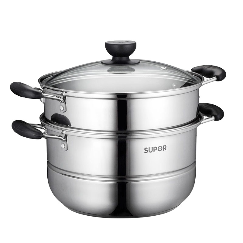 苏泊尔易存储SZ28B1不锈钢双层复底蒸锅燃气电磁炉适用