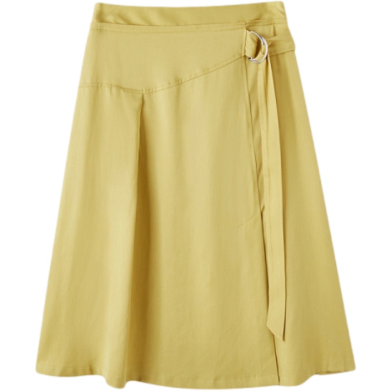 拉夏贝尔高腰中长款职业半身裙女夏季ins超火的a字裙工装裙